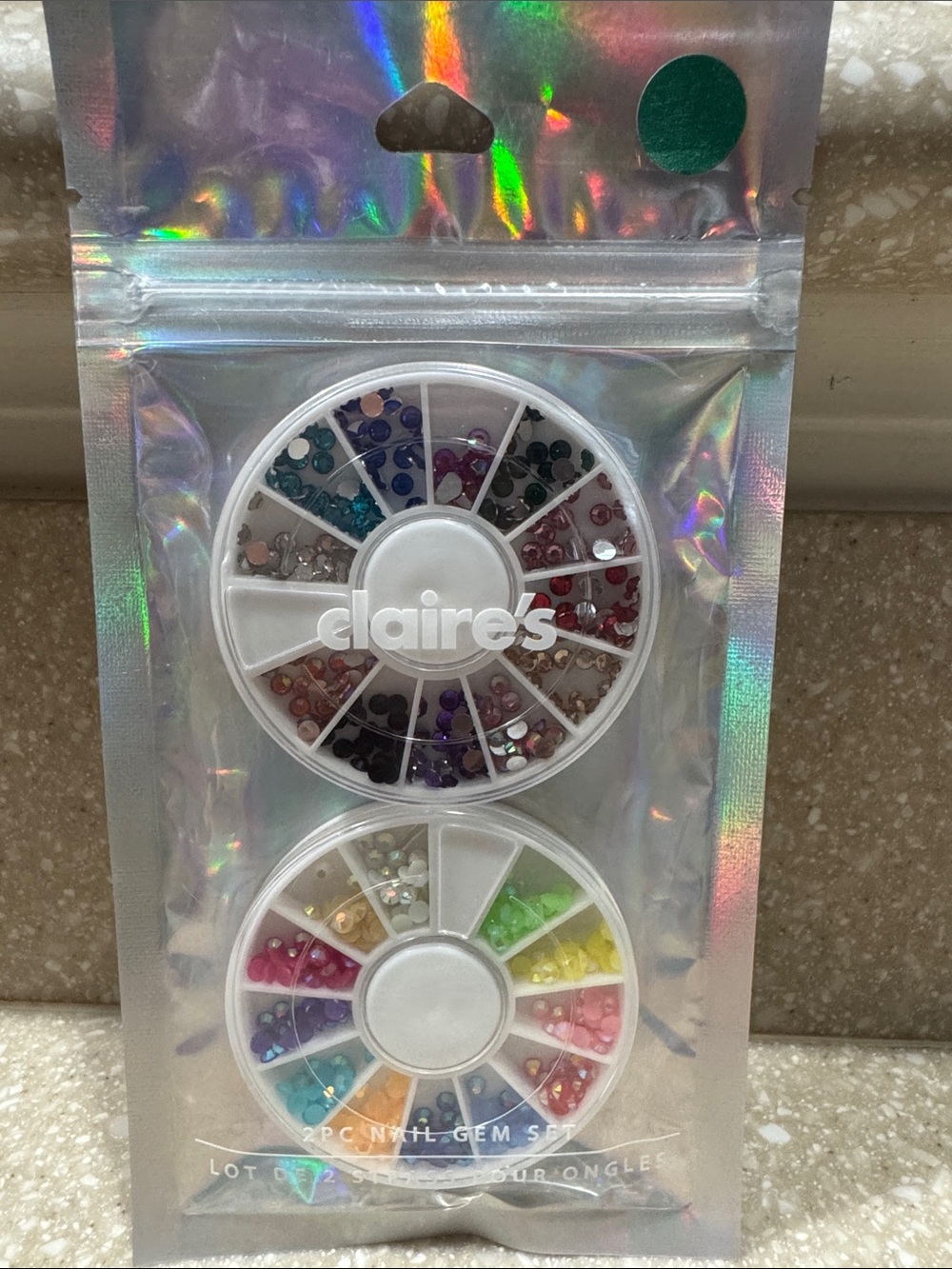 Claire's Multicolor Nail Gem Set - Assorted Decorative Gems